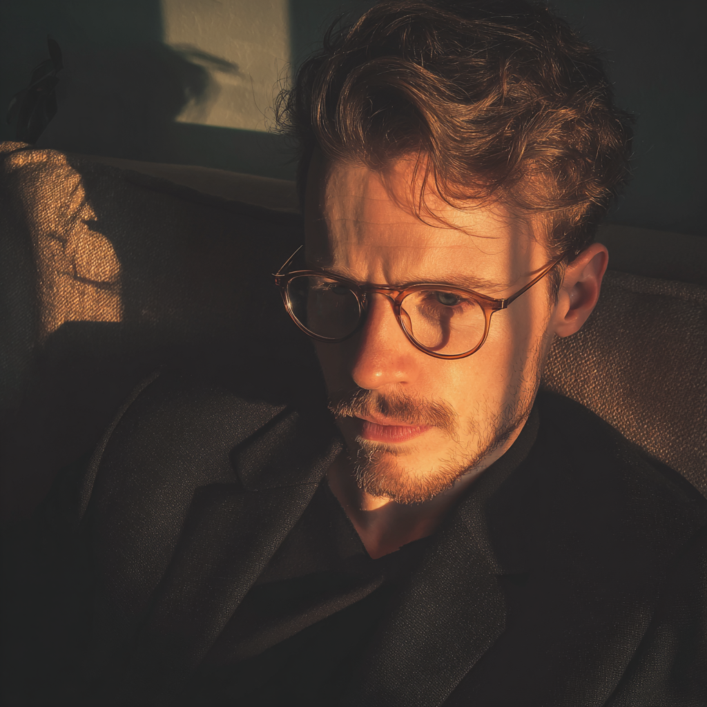 Un homme assis sur un canapé | Source : Midjourney