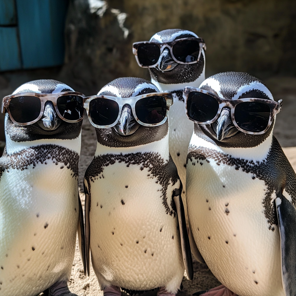 Pingouins portant des lunettes de soleil | Source : Midjourney