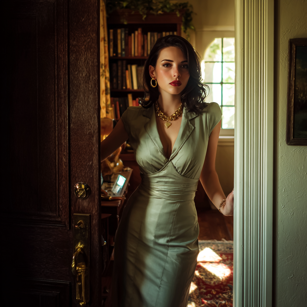 Une femme debout dans l'embrasure d'une porte | Source : Midjourney