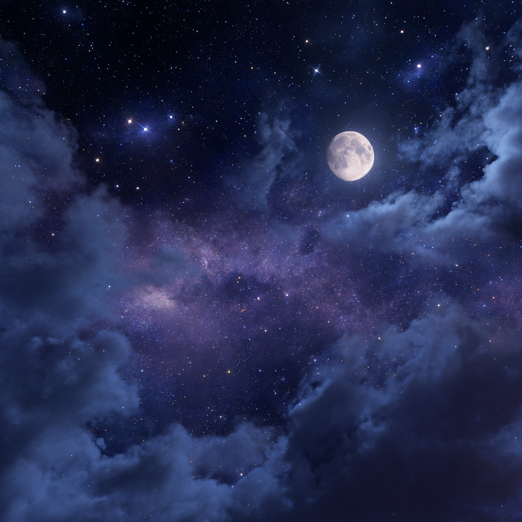 Gros plan d'un magnifique ciel nocturne | Source : Midjourney