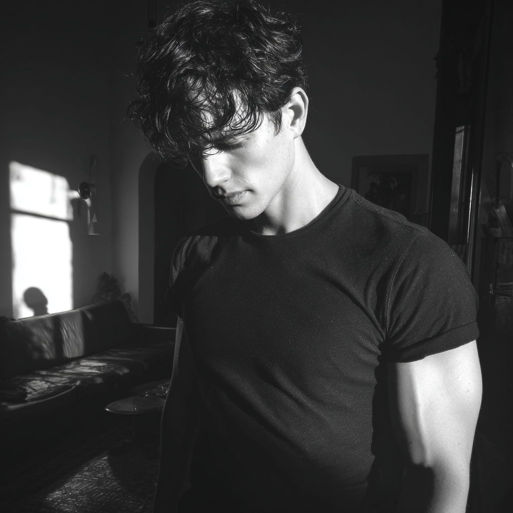 Un homme debout dans un salon | Source : Midjourney