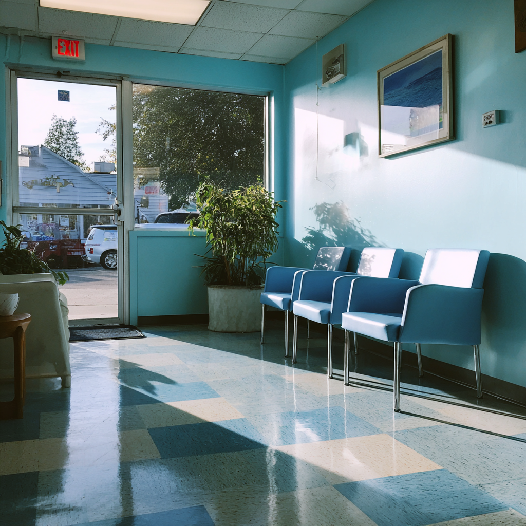 L'intérieur de la salle d'attente d'une clinique vétérinaire | Source : Midjourney