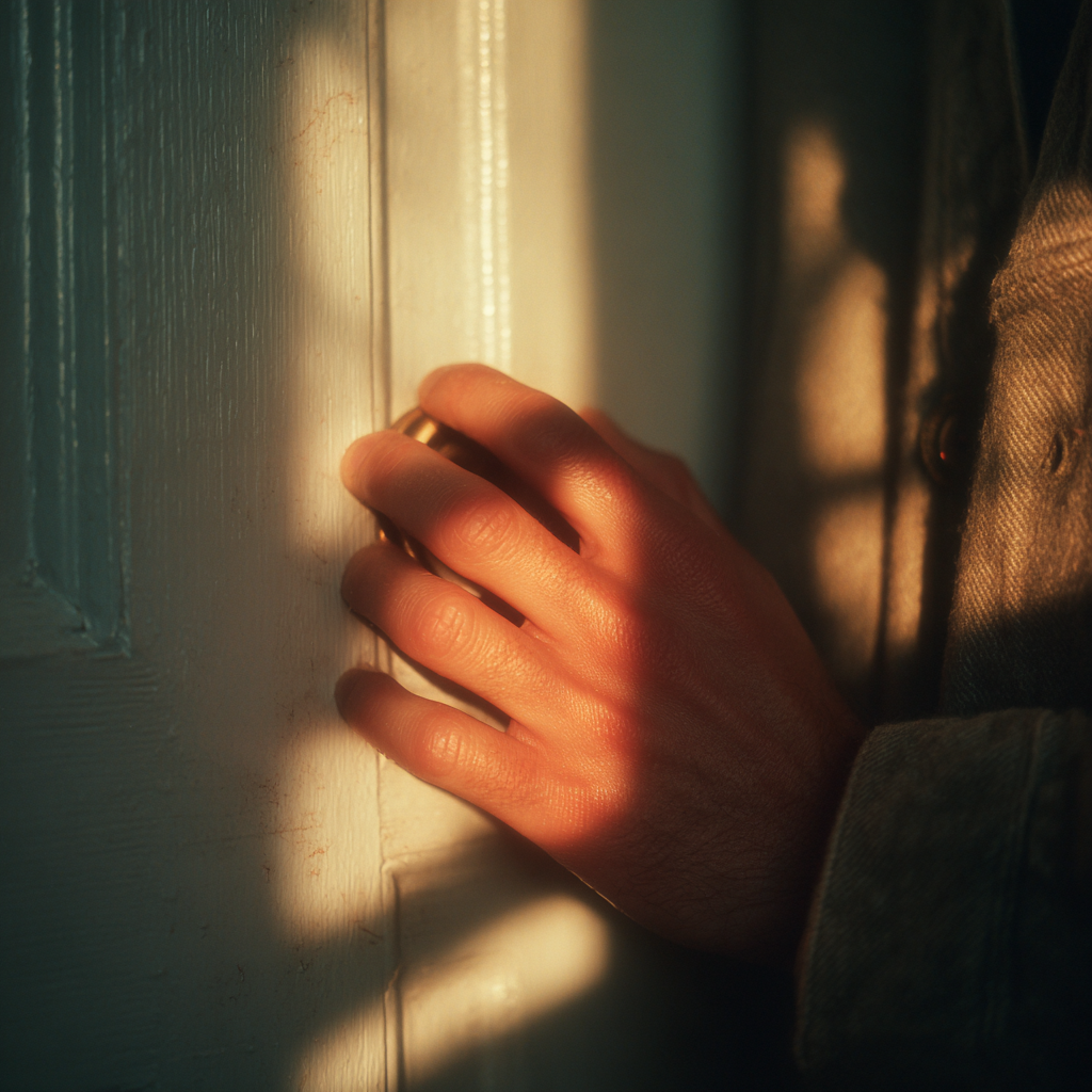 La main d'un garçon qui ouvre la poignée d'une porte | Source : Midjourney