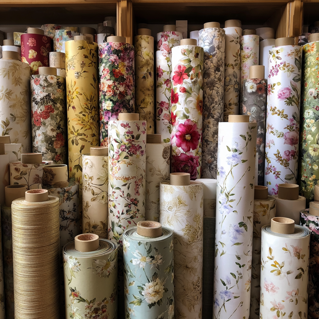 Rouleaux de papier peint dans un magasin | Source : Midjourney