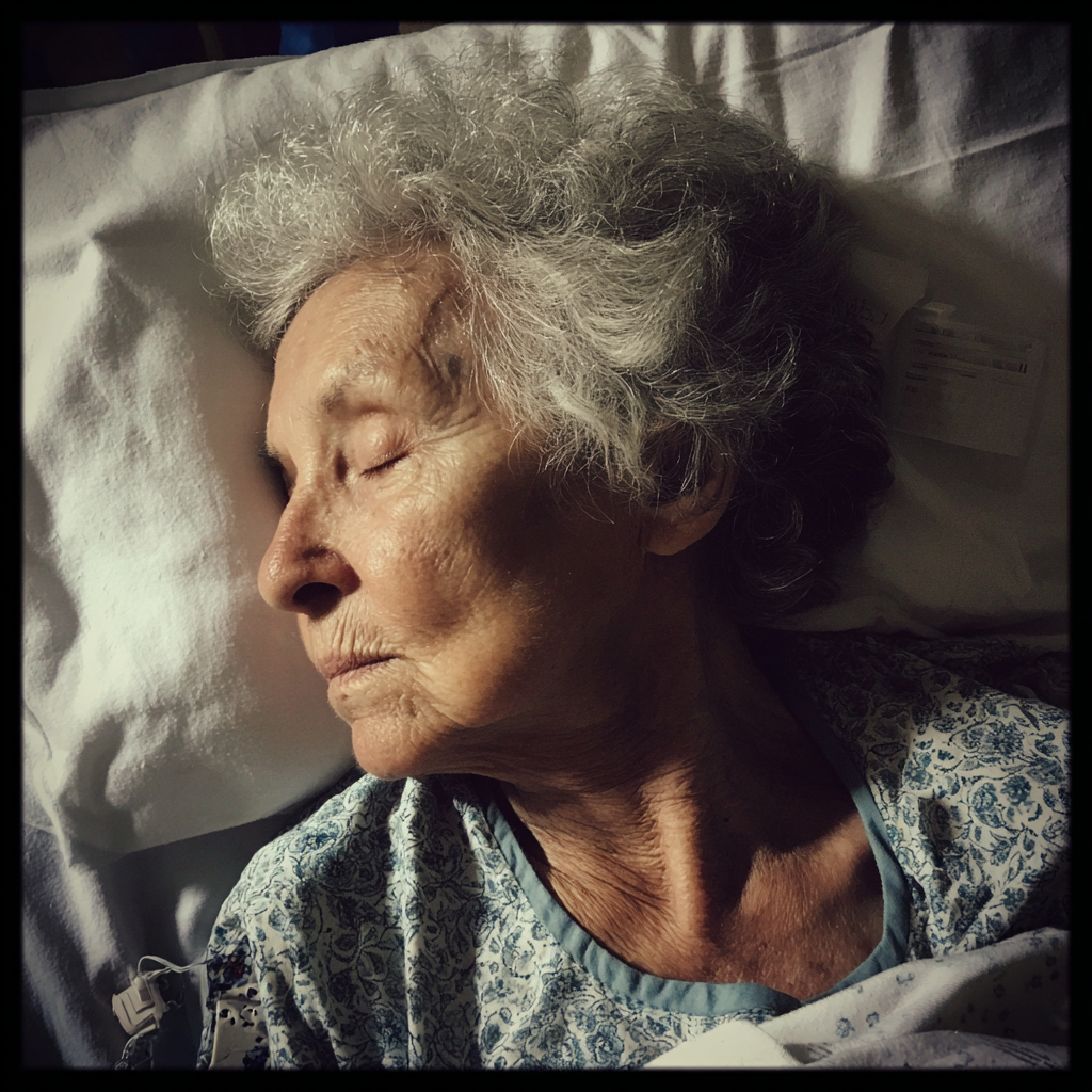 Une femme qui dort dans un lit d'hôpital | Source : Midjourney