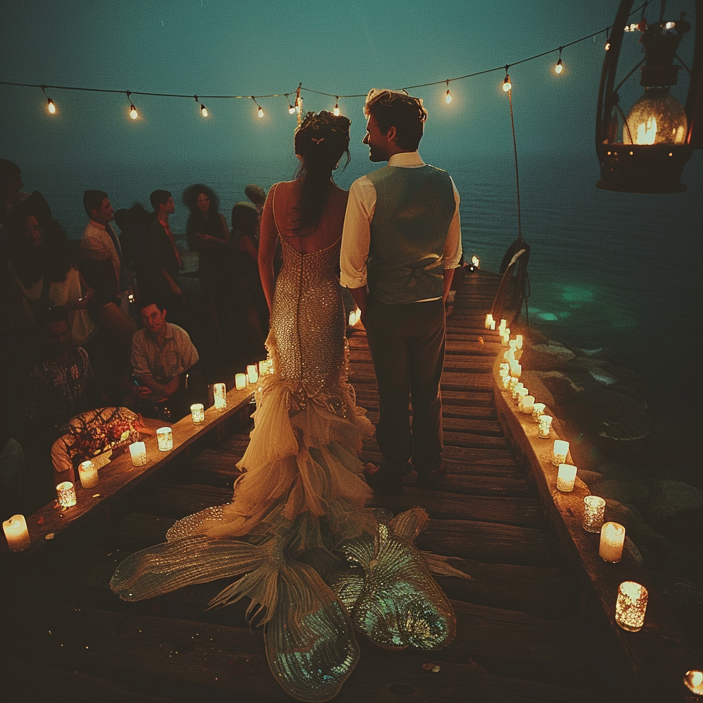 Un mariage imaginé sur le thème des sirènes | Source : Midjourney