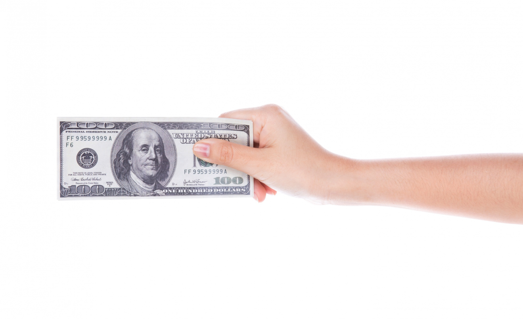 Une femme tenant un billet de banque d'un dollar | Source : Freepik