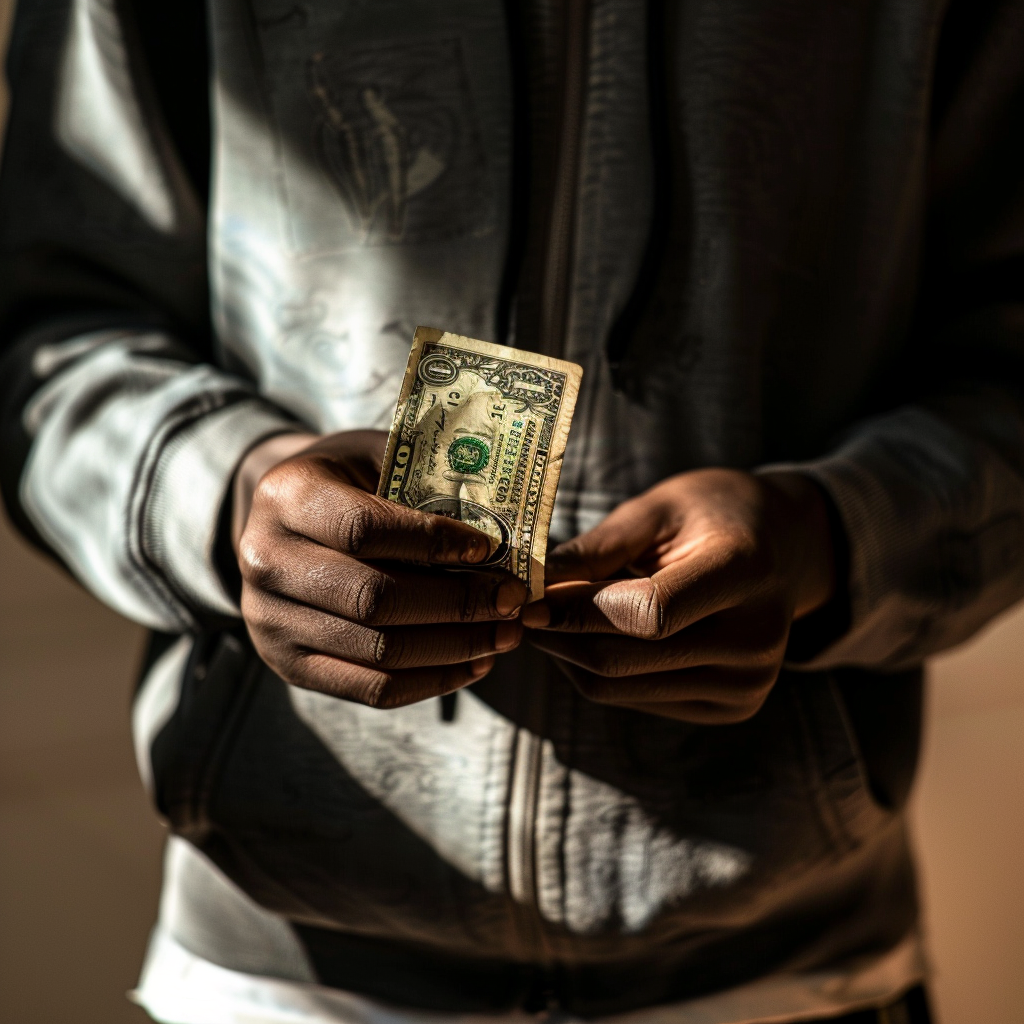 Un adolescent tenant un vieux billet d'un dollar froissé | Source : Midjourney