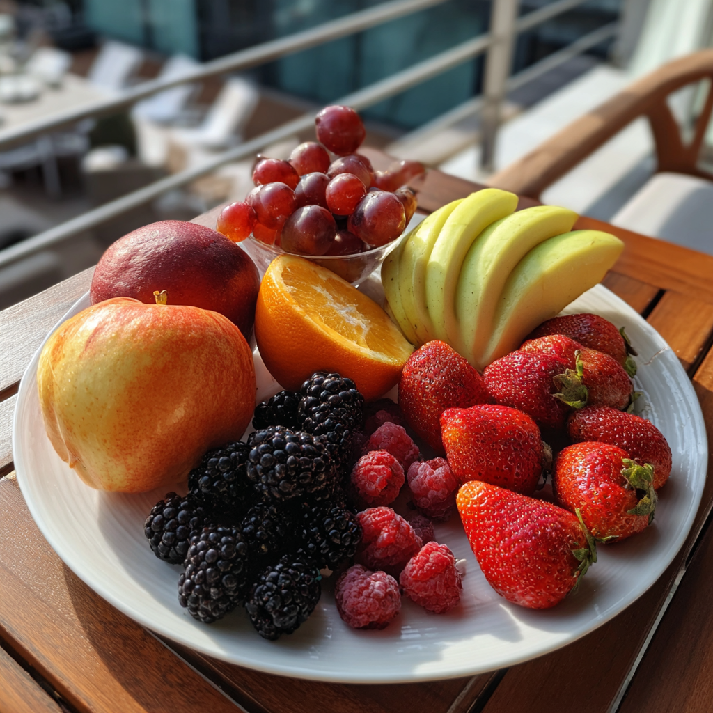 Une assiette de fruits sur une table | Source : Midjourney