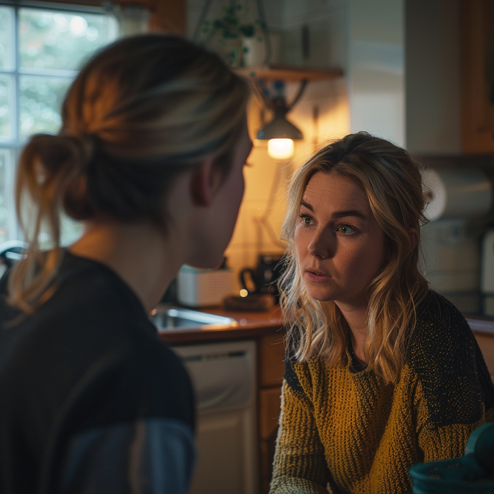Une femme qui parle à son amie | Source : Midjourney