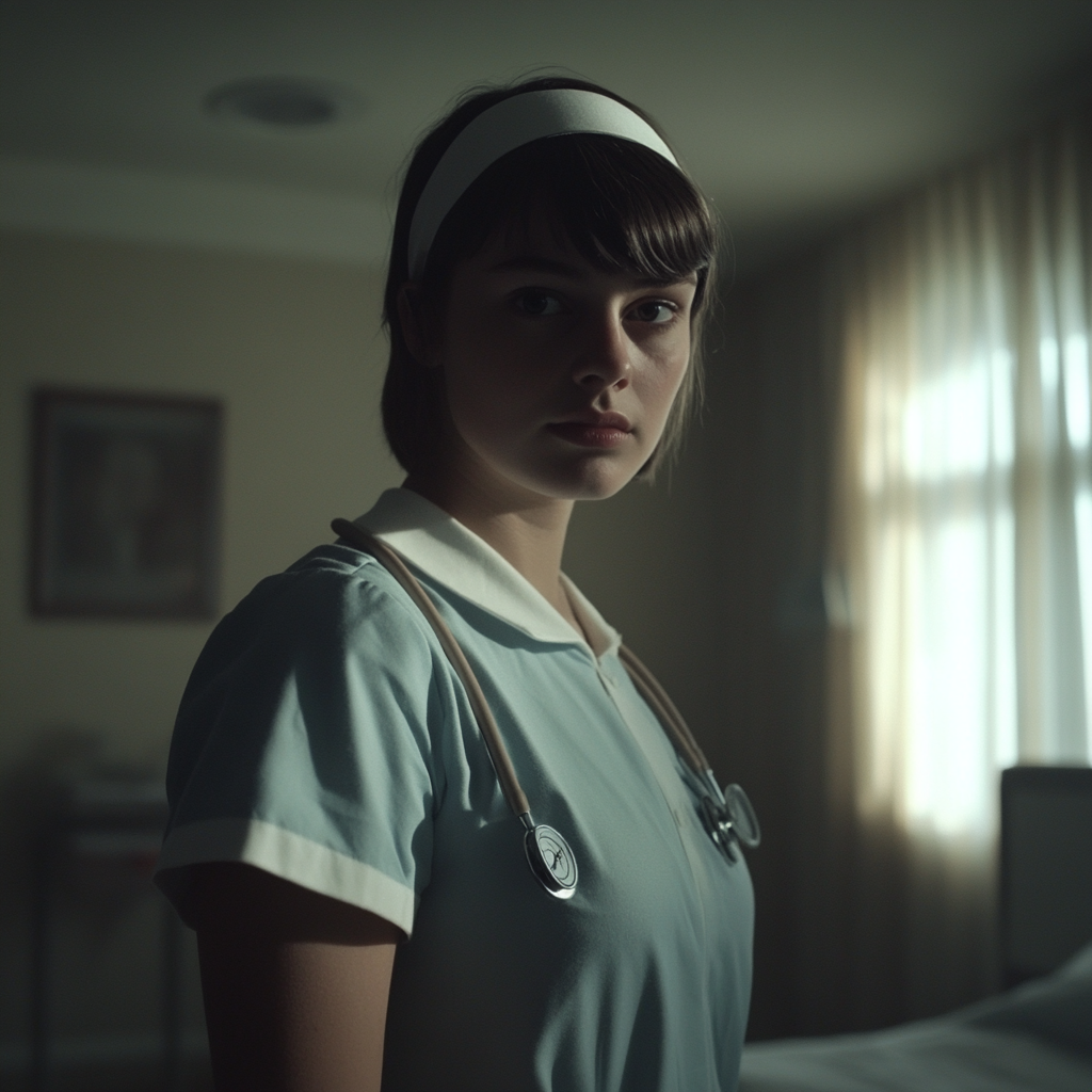 Une jeune infirmière à l'air sérieuse | Source : Midjourney