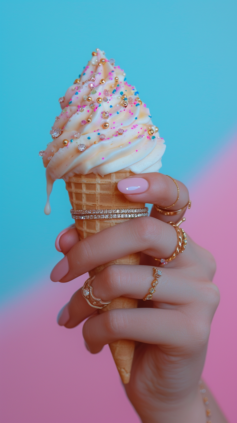 Une personne tenant un cornet de glace | Source : Midjourney