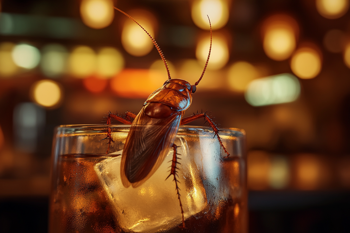 Un cafard dans un verre de boisson glacée | Source : Midjourney