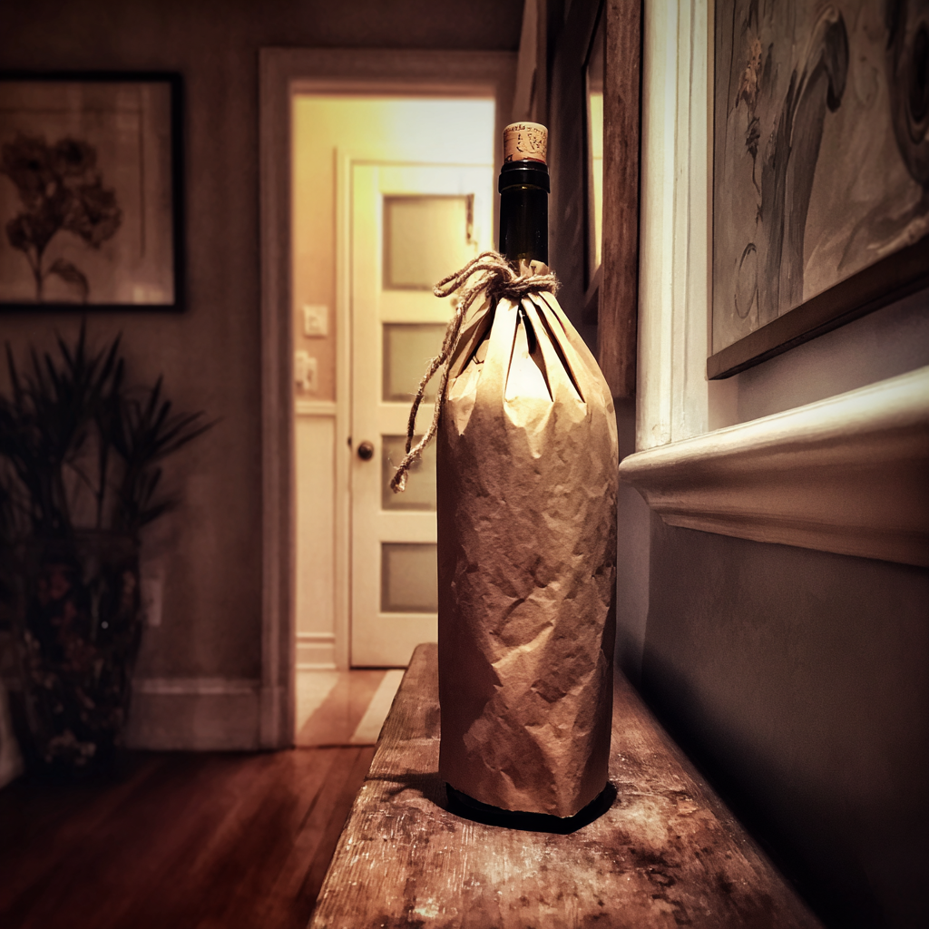 Une bouteille de vin sur une table du couloir | Source : Midjourney