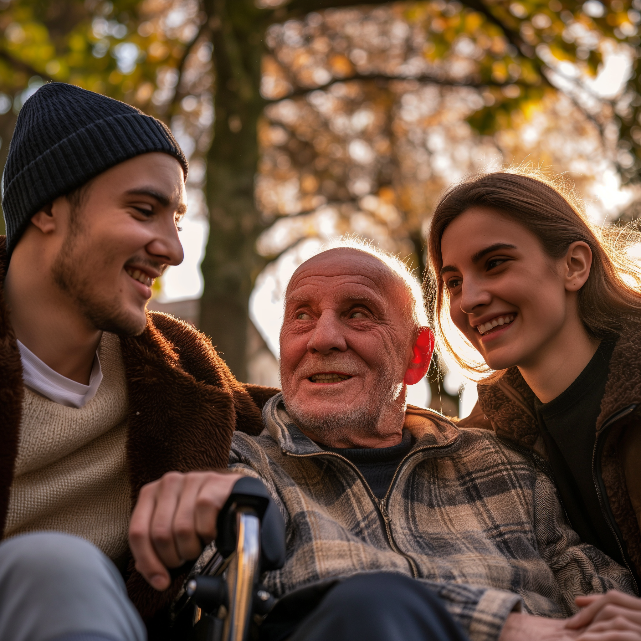 Un couple passant du temps avec leur grand-père âgé | Source : Midjourney