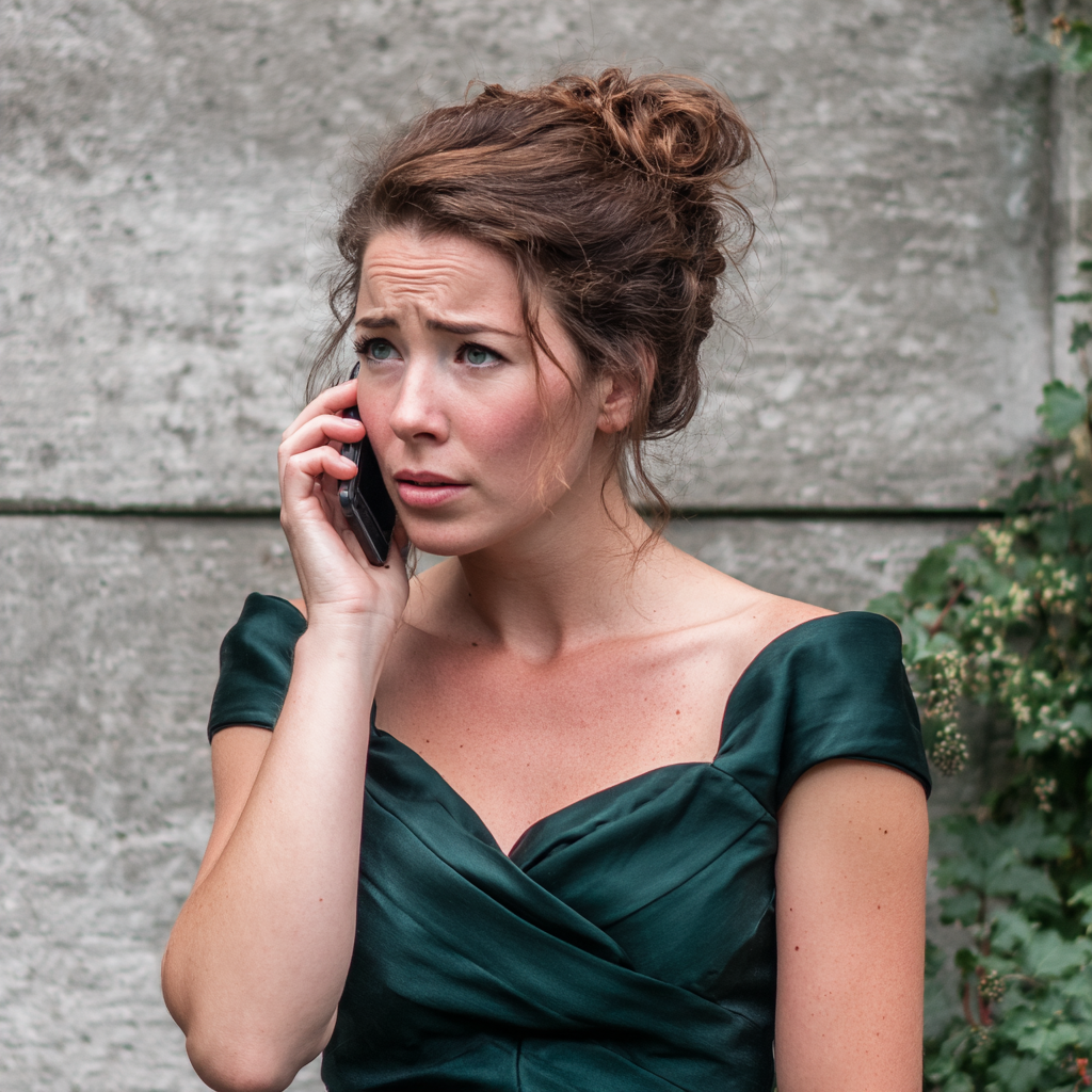 Une femme inquiète qui parle au téléphone portable | Source : Midjourney