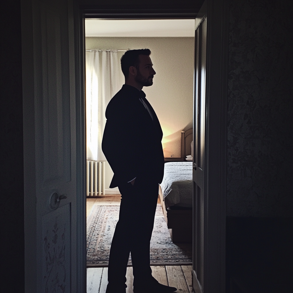 Un homme debout dans l'embrasure d'une porte | Source : Midjourney