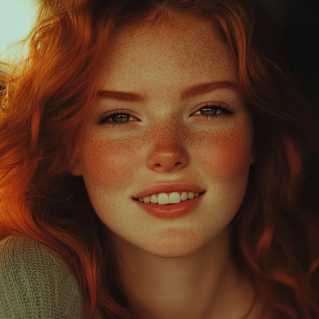 Une femme qui sourit | Source : Midjourney