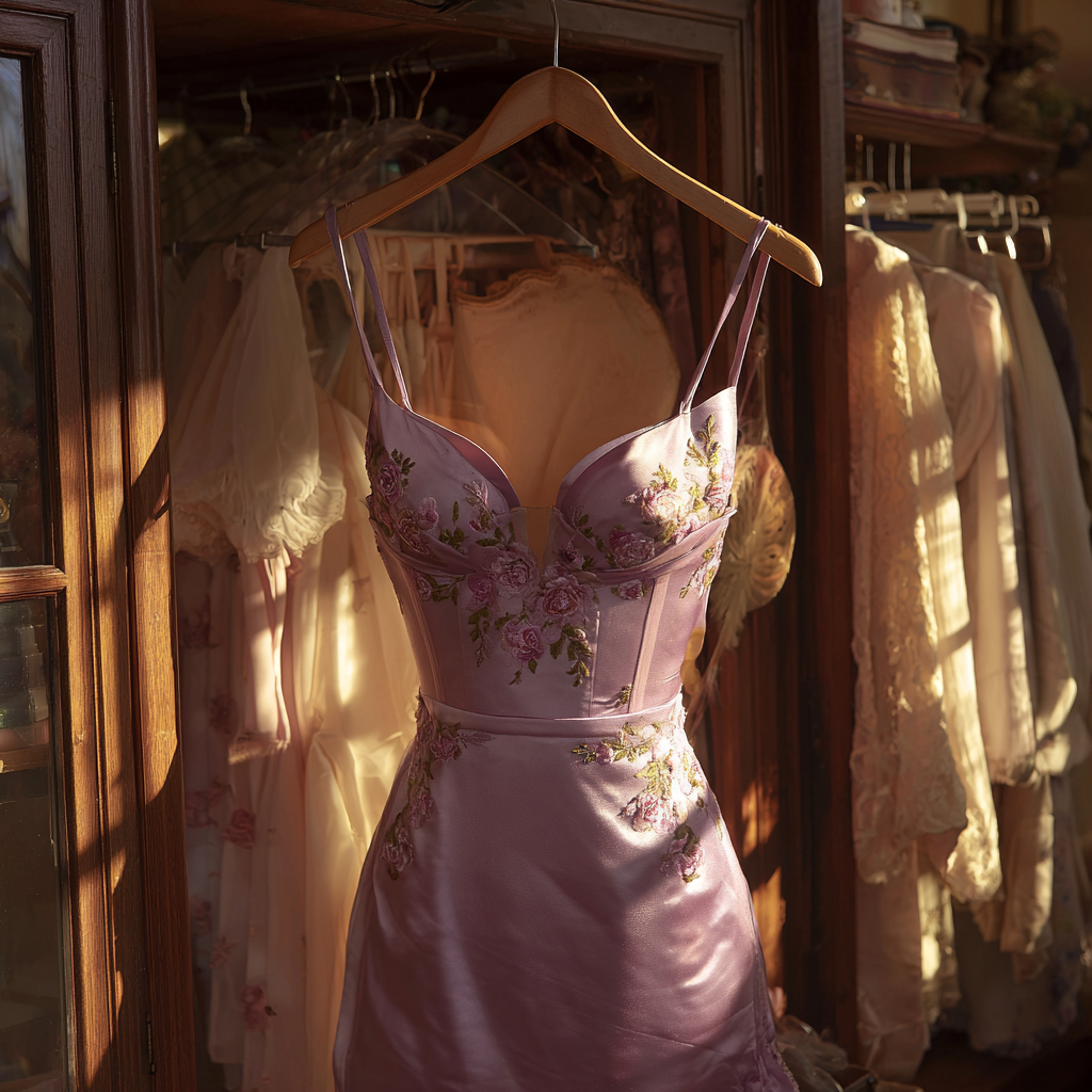 Une robe de bal lavande | Source : Midjourney