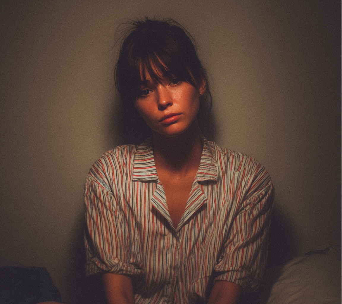 Une femme bouleversée assise sur son lit | Source : Midjourney