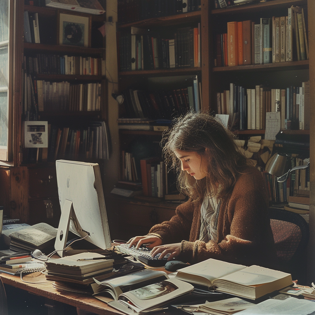 Une femme utilisant un ordinateur | Source : Midjourney