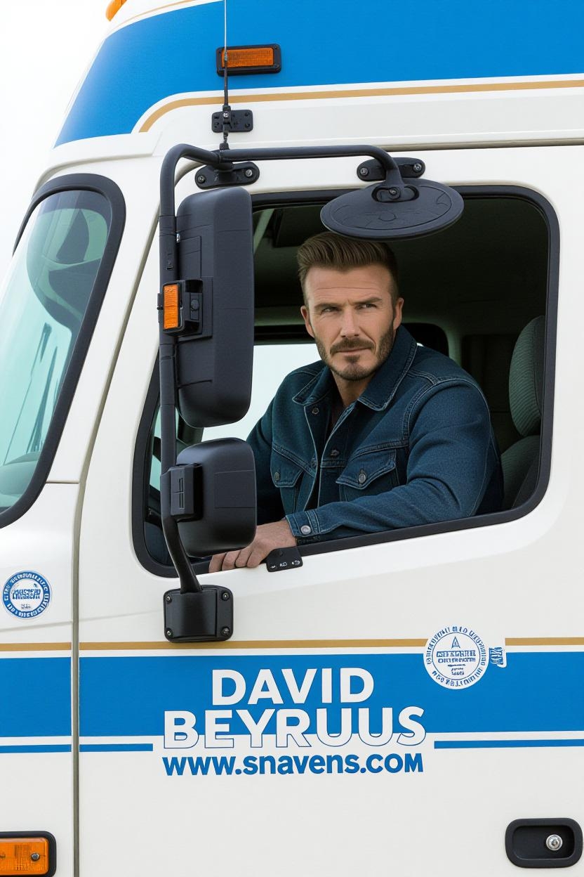 Une image générée par l'IA de David Beckham en chauffeur de camion | Source : Grok