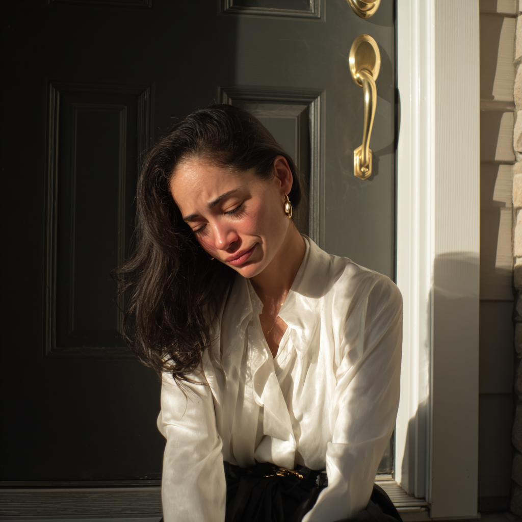 Une femme bouleversée s'agenouille sur le sol | Source : Midjourney