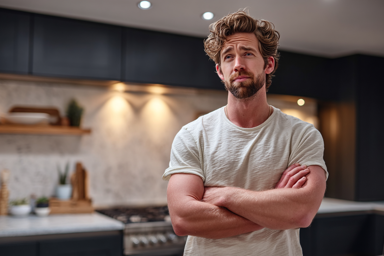 Un homme debout dans une cuisine moderne | Source : Midjourney