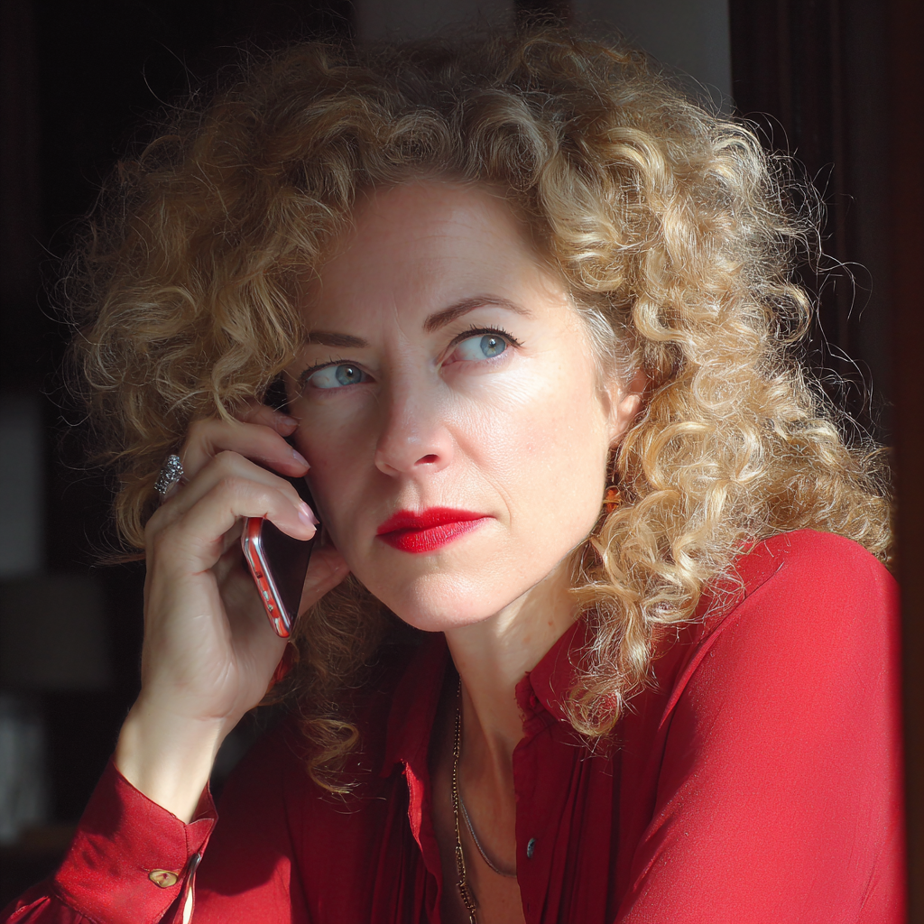 Une femme qui parle au téléphone | Source : Midjourney