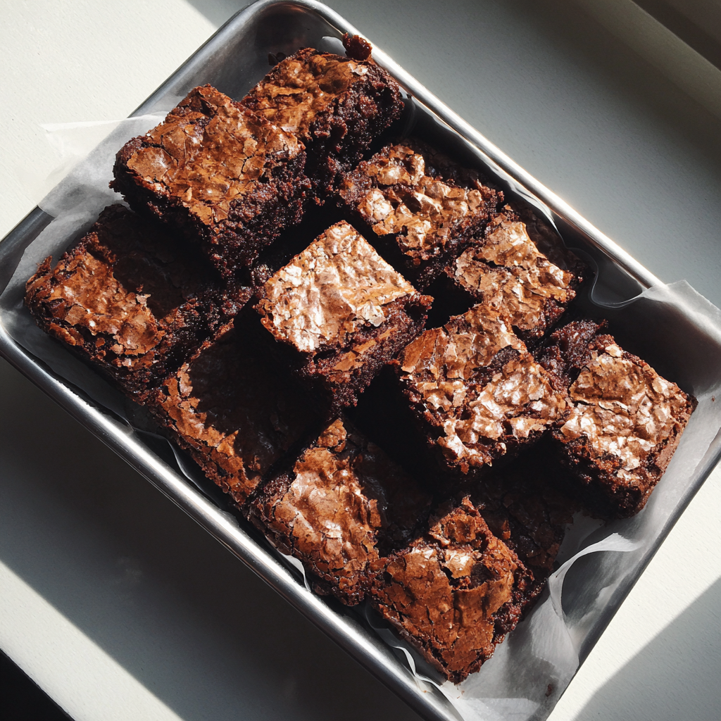 Un plateau de brownies au chocolat | Source : Midjourney