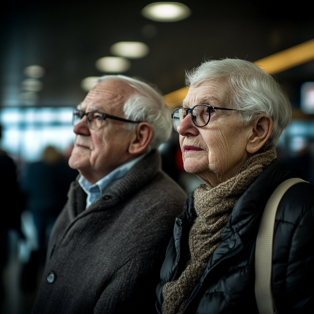 Un couple âgé dans un aéroport | Source : Midjourney