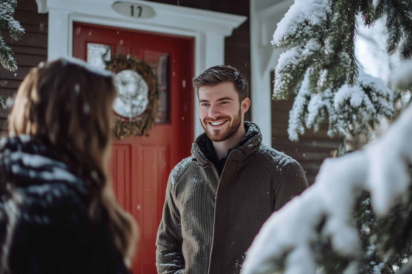 Un homme qui sourit à une femme | Source : Midjourney