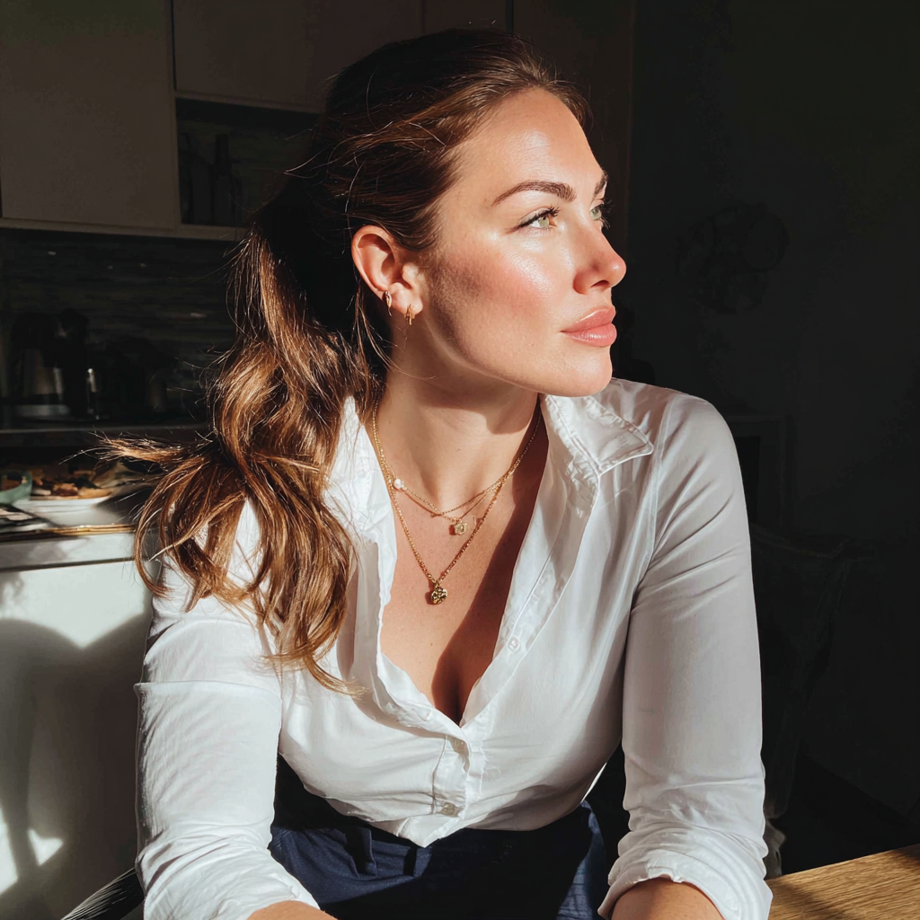 Une femme assise à une table | Source : Midjourney
