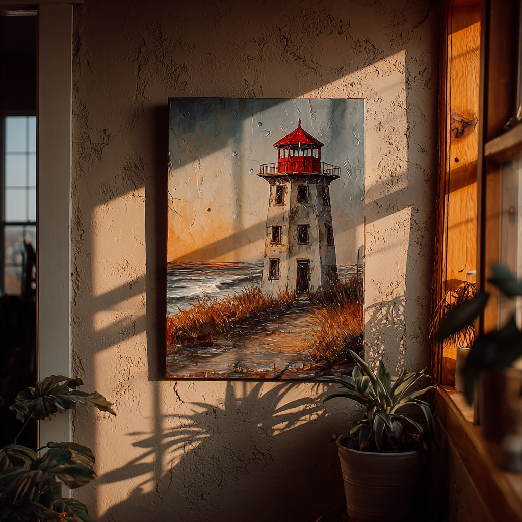 Une peinture représentant un phare | Source : Midjourney