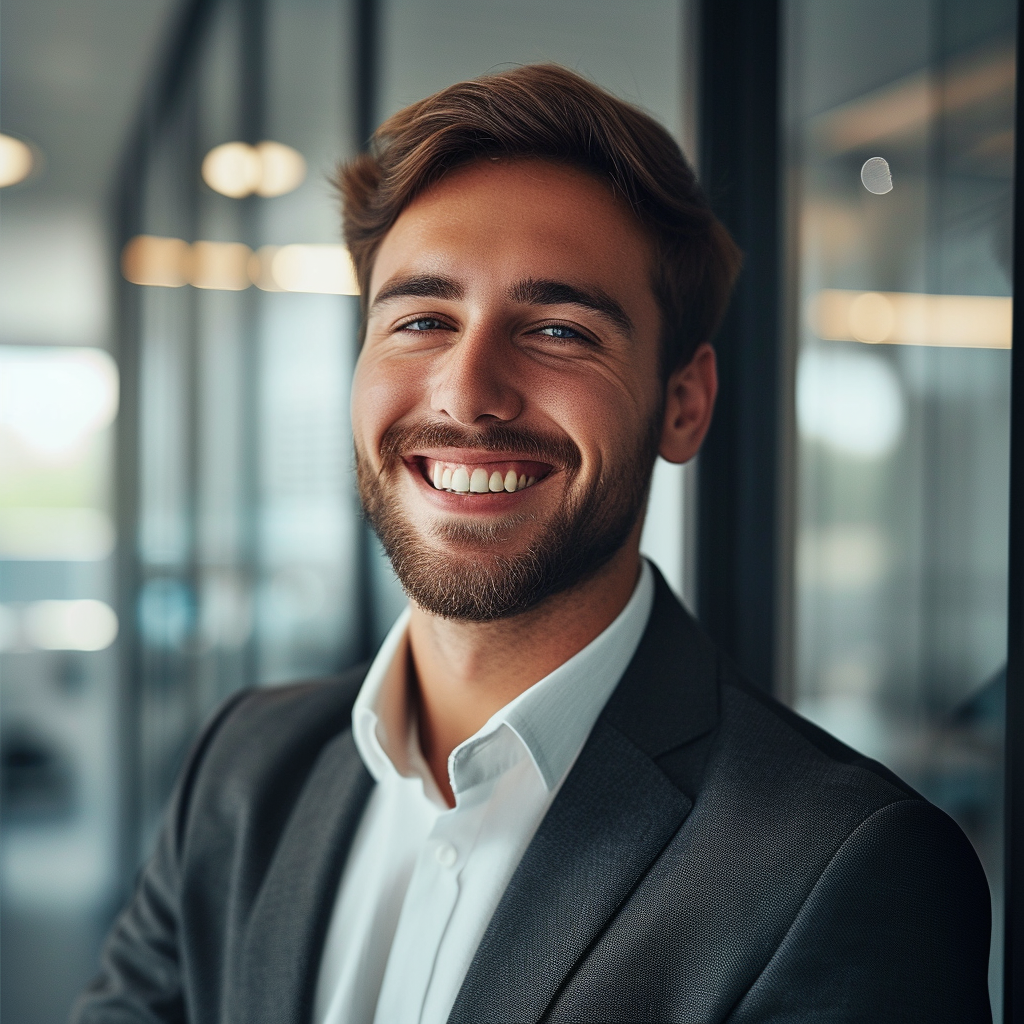 Un homme d'affaires souriant | Source : Midjourney