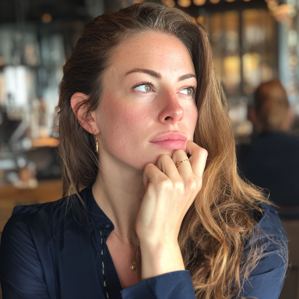 Une femme qui sourit doucement | Source : Midjourney