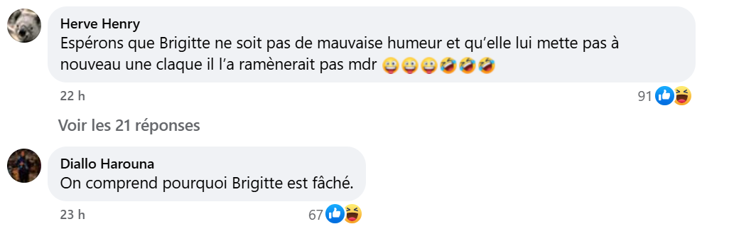 Commentaires des internautes concernant le clin d'œil d'Emmanuel Macron à Kate Middleton | Source : Facebook/BFMTV