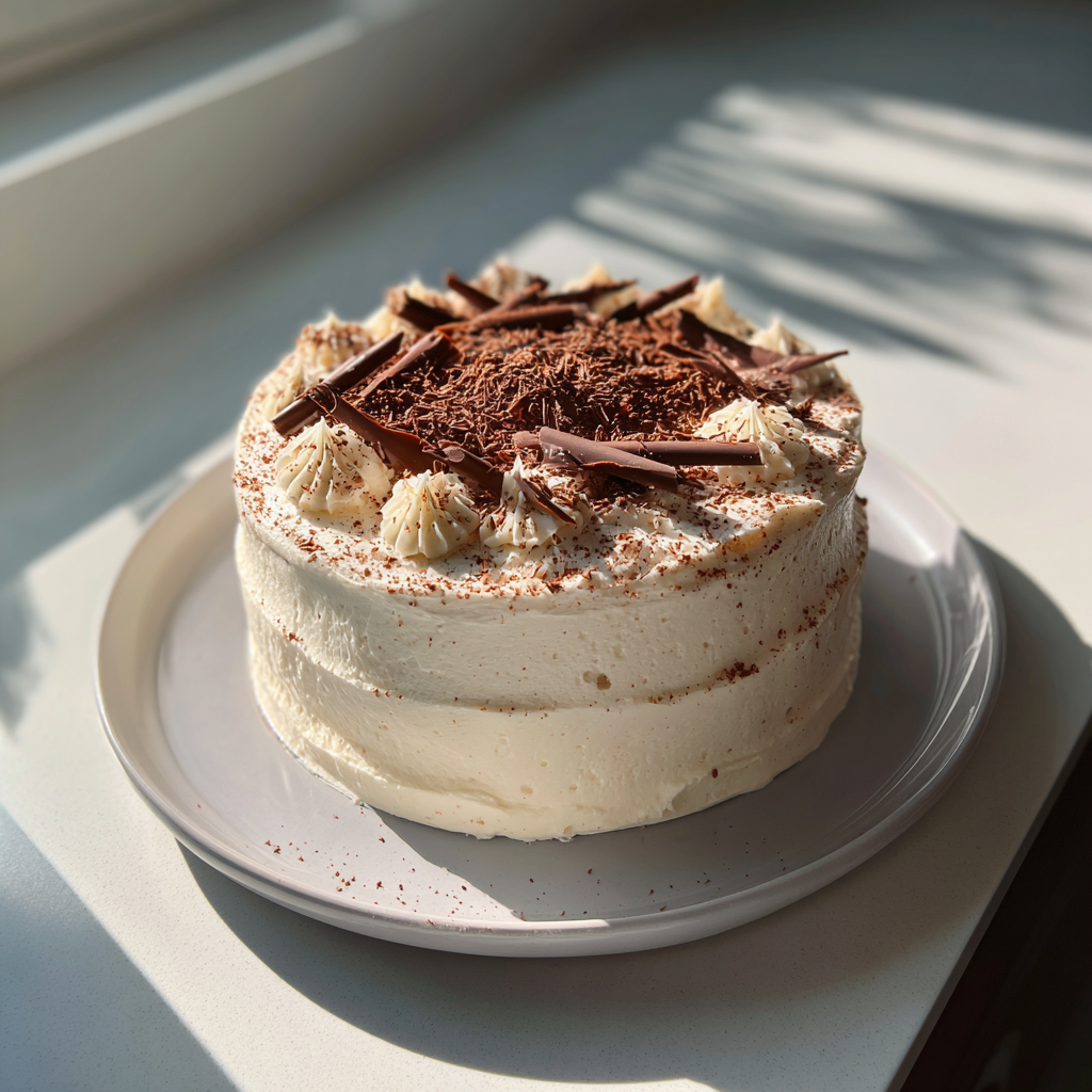 Un gâteau à la vanille sur un plateau | Source : Midjourney
