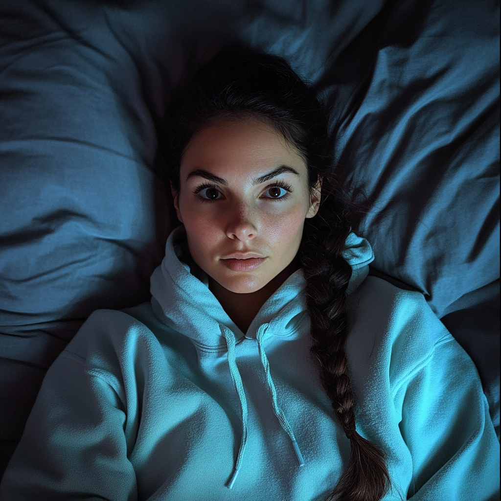 Une femme allongée dans son lit | Source : Midjourney