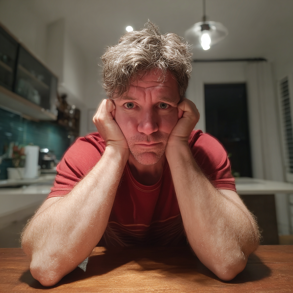 Un homme bouleversé, la tête entre les mains | Source : Midjourney