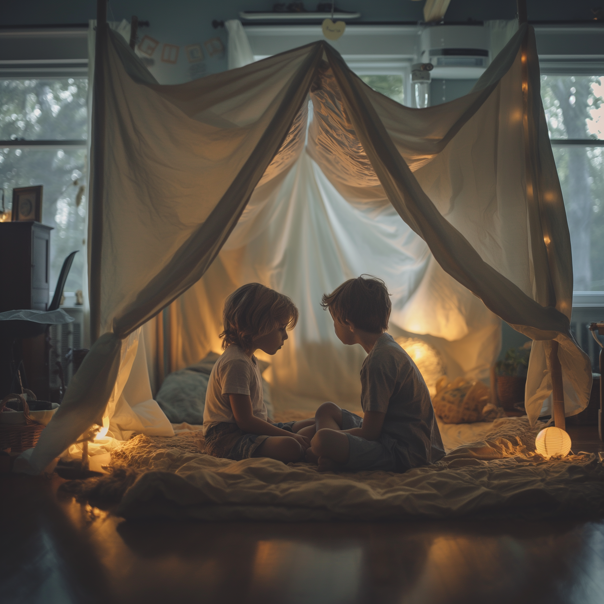 Deux enfants dans un fort | Source : Midjourney