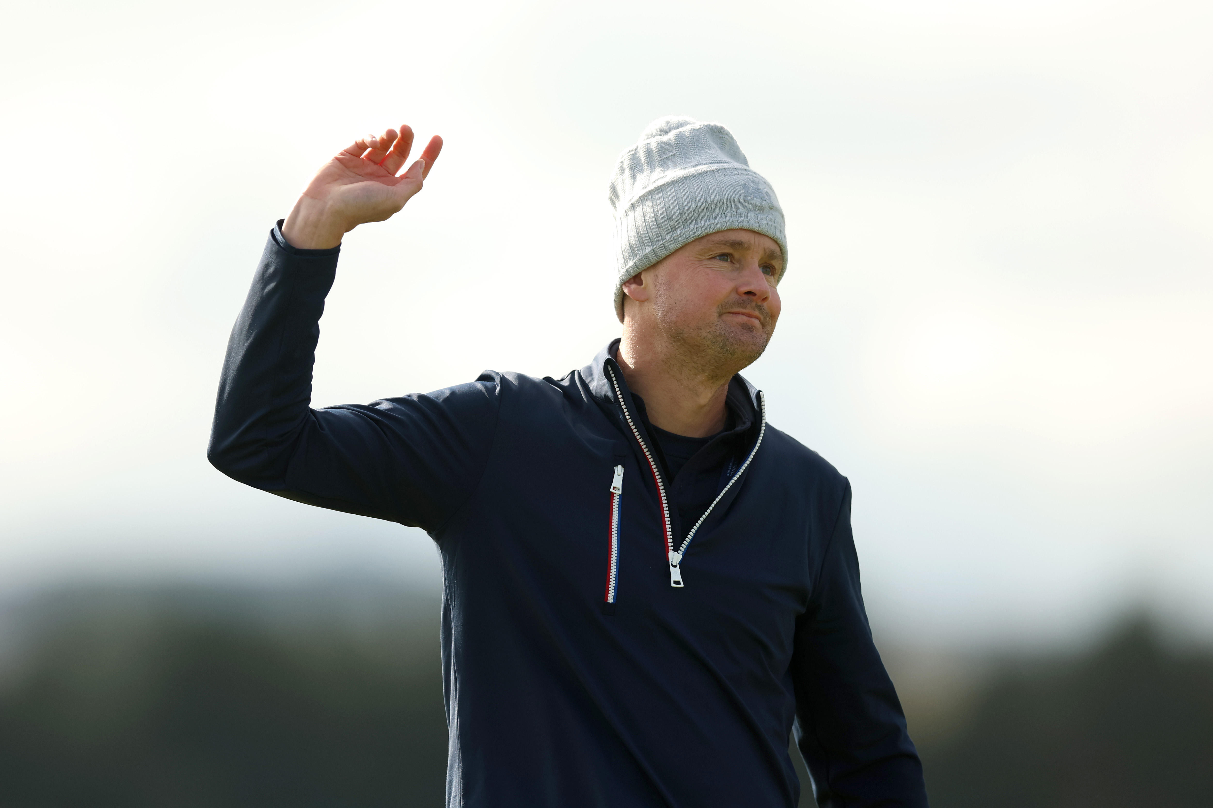 Le musicien lors de la première journée de l'Alfred Dunhill Links Championship 2024 sur le Old Course de St. Andrews, le 3 octobre en Écosse. | Source : Getty Images