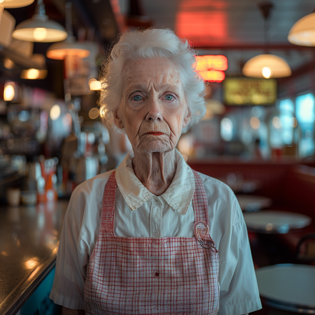 Une vieille serveuse debout dans un restaurant | Source : Midjourney