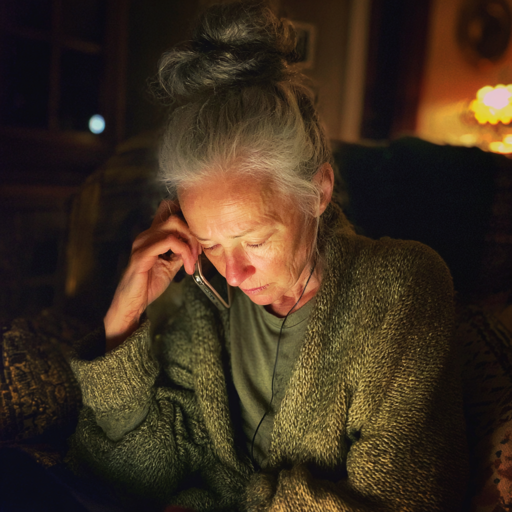 Une vieille femme qui parle au téléphone | Source : Midjourney