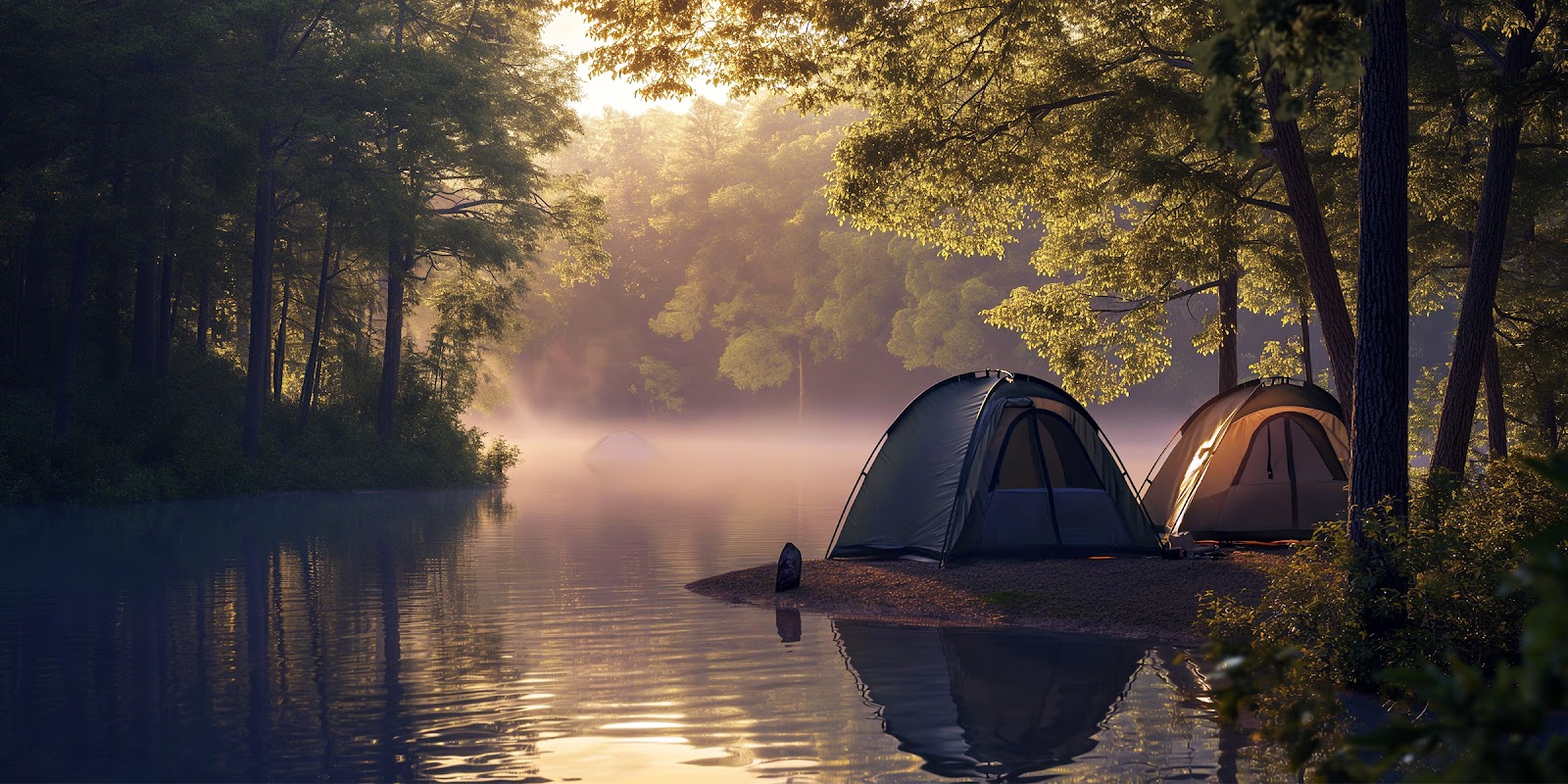 Des tentes de camping au bord d'un lac | Source : Midjourney