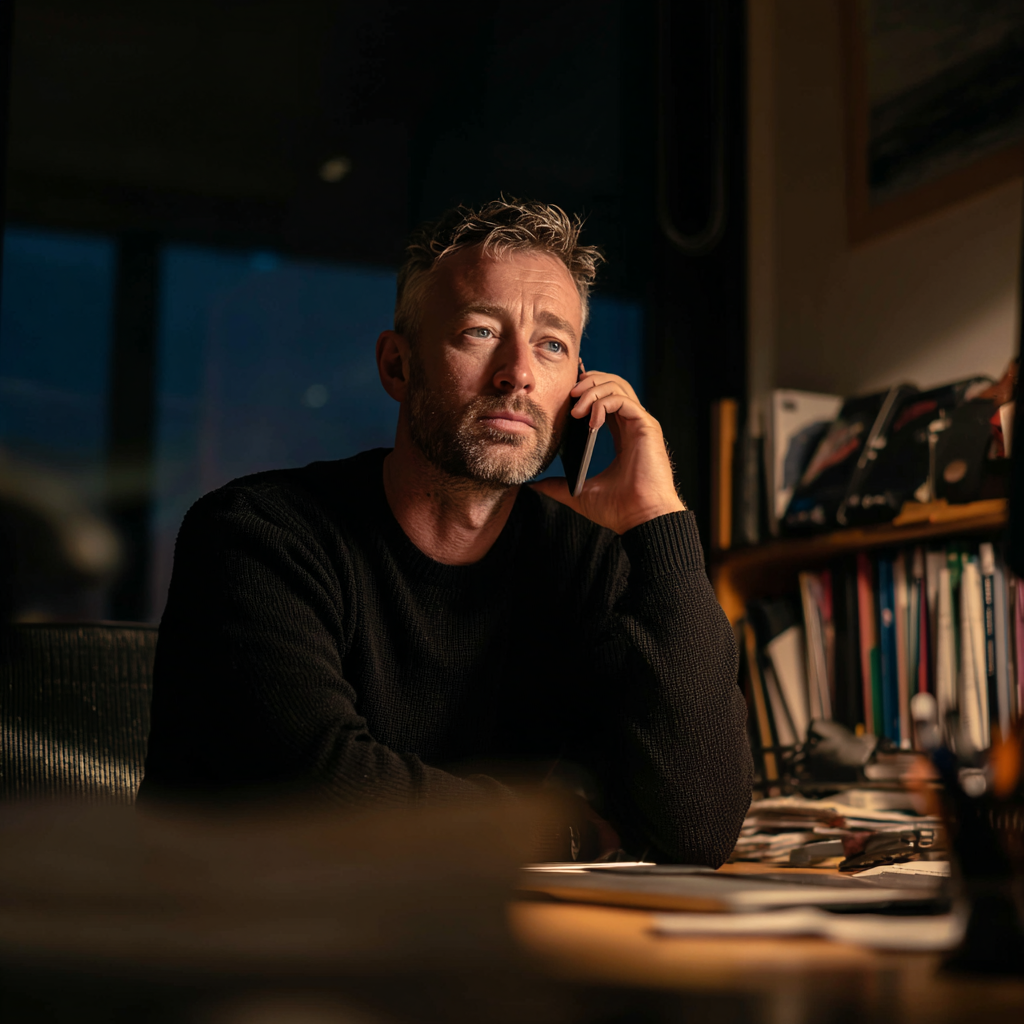 Un homme qui parle au téléphone | Source : Midjourney