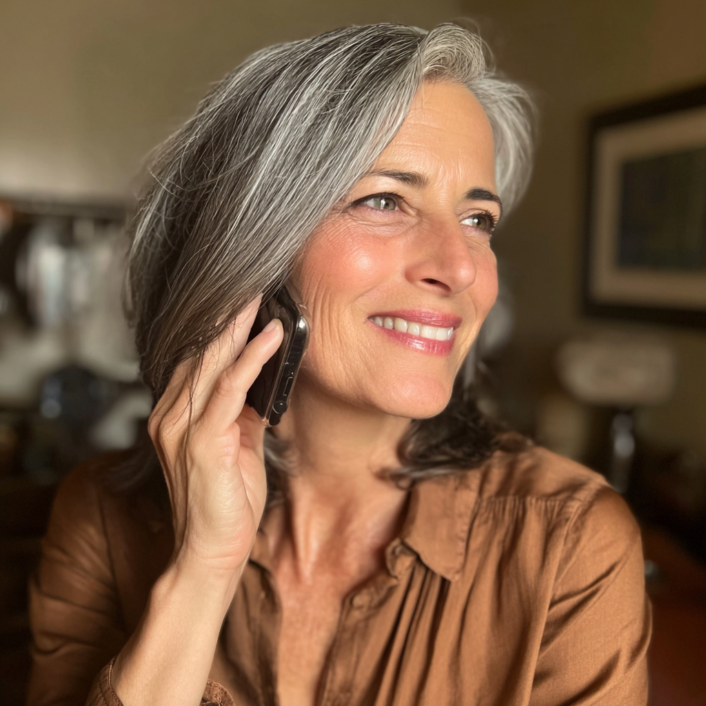 Une femme âgée qui parle au téléphone | Source : Midjourney