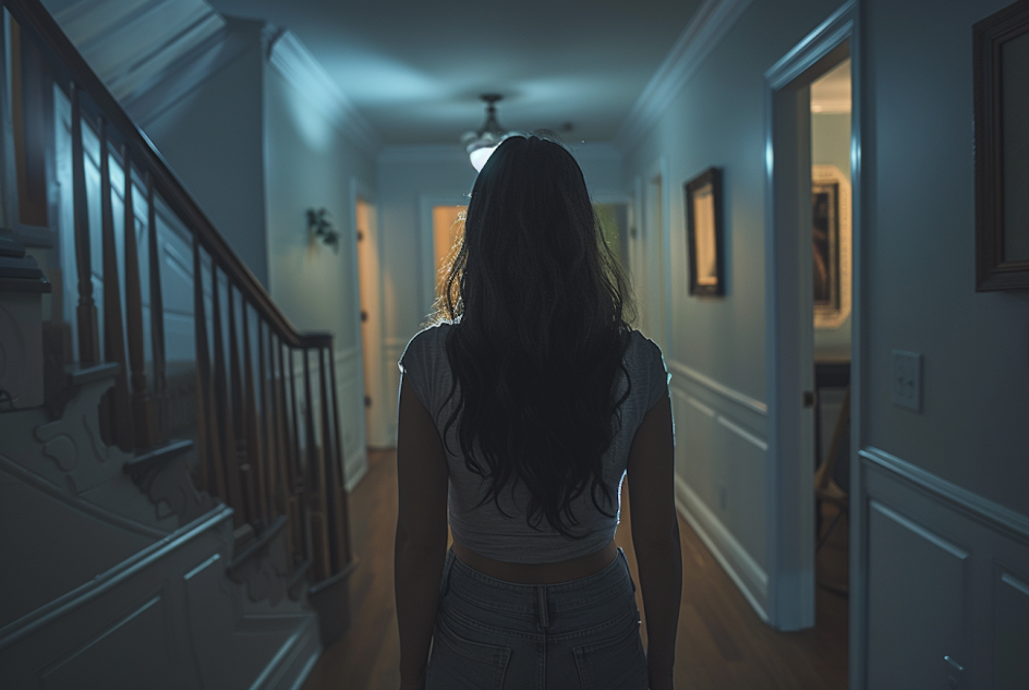 Une femme dans un couloir | Source : Midjourney