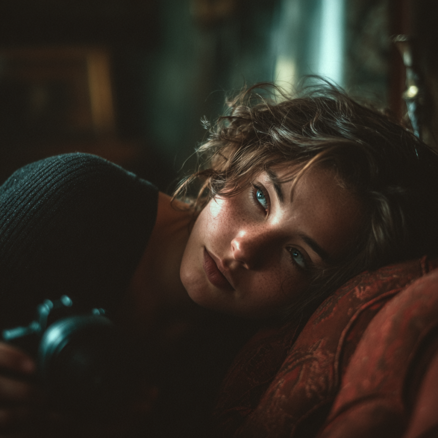 Une femme allongée sur un canapé | Source : Midjourney