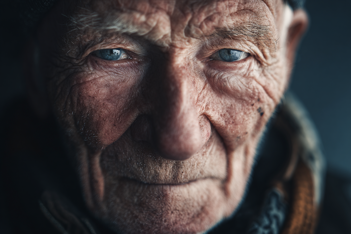 Gros plan sur le visage d'un homme âgé | Source : Midjourney